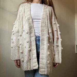 By Together Cream Knit Open Front Cardigan Small Medium Wool